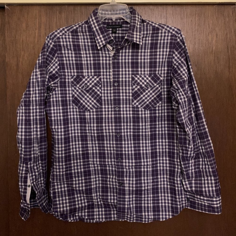 Banana Republic Purple Long Sleeve Gingham